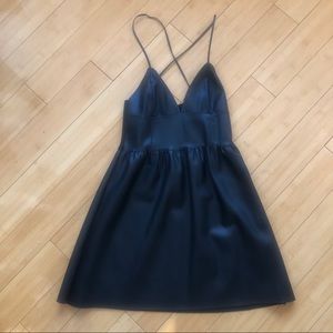 Zara Faux Leather V neck Dress Size S